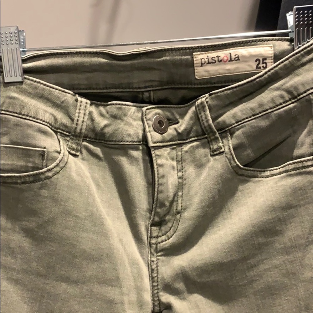 Olive green Jeans. Great stretch.